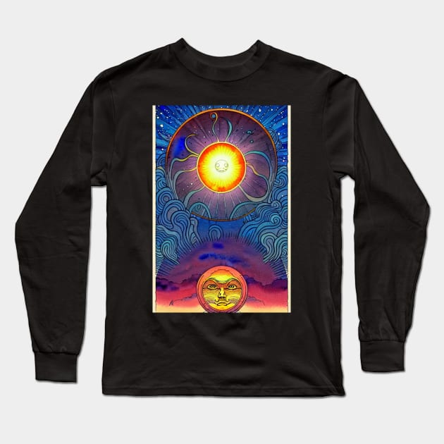 Sun With Face Long Sleeve T-Shirt by Trip Tank